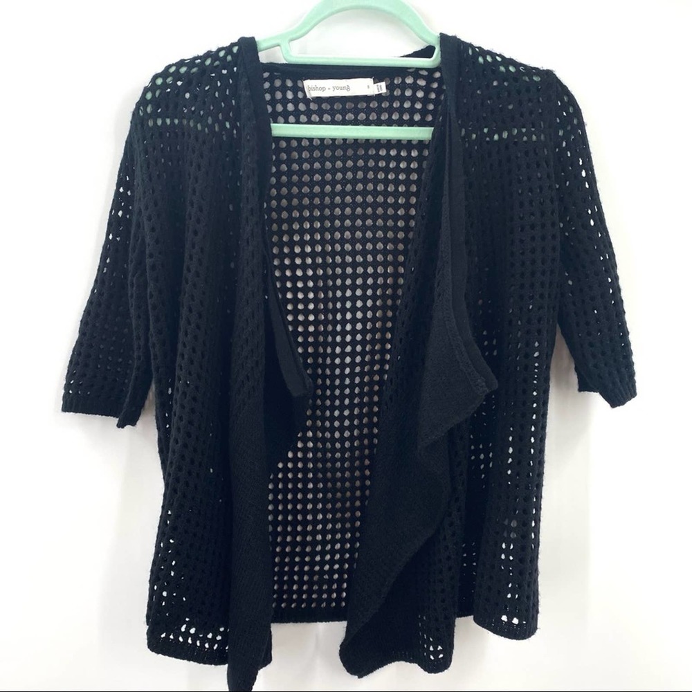Anthro Bishop + Young Black Mesh Cardigan Short